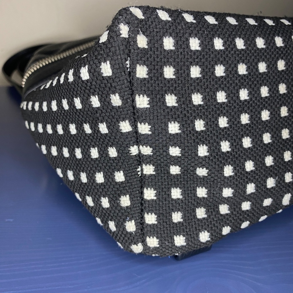 KARA Small Backpack in Black Grid Woven Pebble Leather - Picture 14 of 16